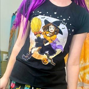 My hero academia black tshirt uraraka witch Halloween tshirt hot topic womens lg